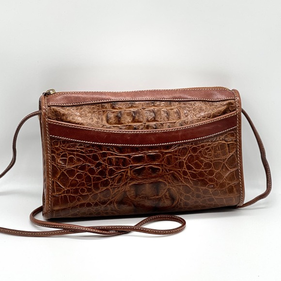 BRAHMIN Vintage Alligator Crossbody Bag Womens Brown Leather Embossed Crocodile - Picture 16 of 16